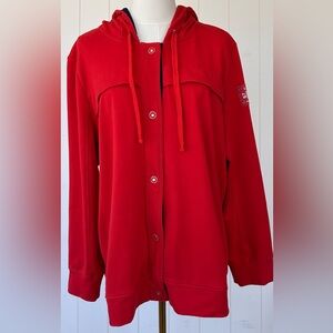 Lauren Active Ralph Lauren Snap Front Hooded Sailing Jacket Red Size Tag Clipped